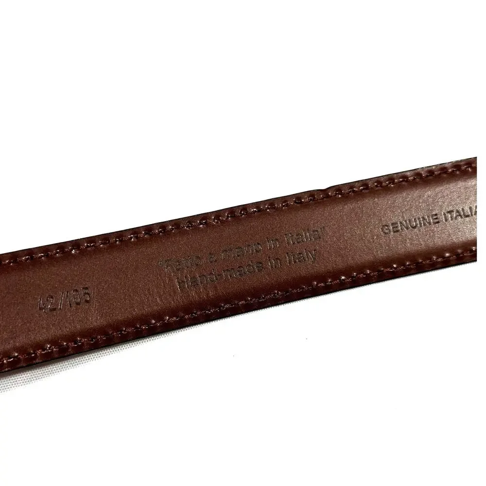 Handmade Brown Leather Belt Made in Italy Size 42